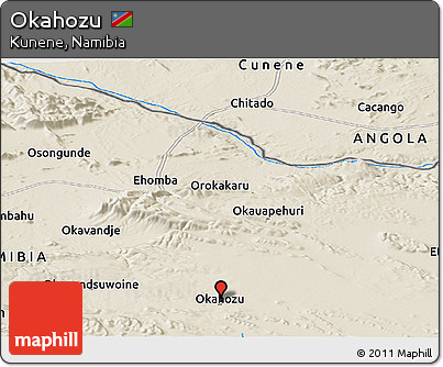 Shaded Relief Panoramic Map of Okahozu