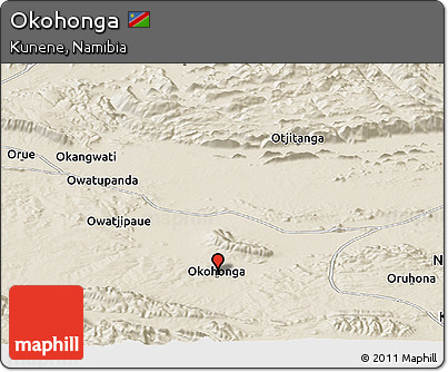 Shaded Relief Panoramic Map of Okohonga