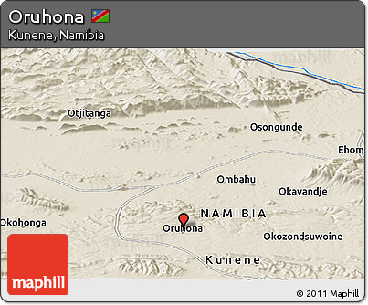 Shaded Relief Panoramic Map of Oruhona