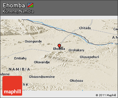 Shaded Relief Panoramic Map of Ehomba