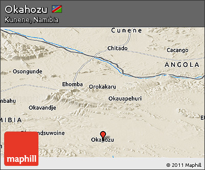 Shaded Relief Panoramic Map of Okahozu