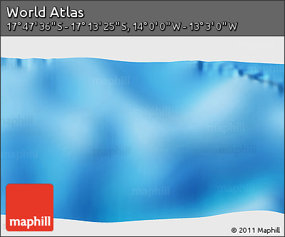 Physical 3D Map of the Area around 17° 30' 31" S, 13° 31' 30" W