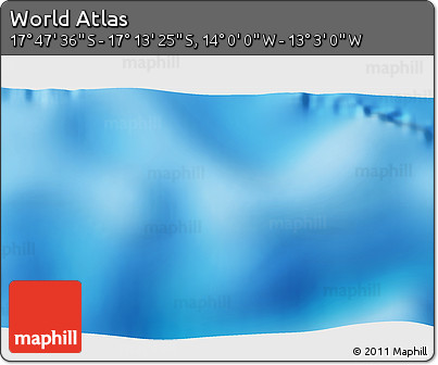 Physical 3D Map of the Area around 17° 30' 31" S, 13° 31' 30" W