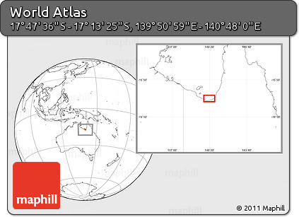 Blank Location Map of the Area around 17° 30' 31" S, 140° 19' 29" E