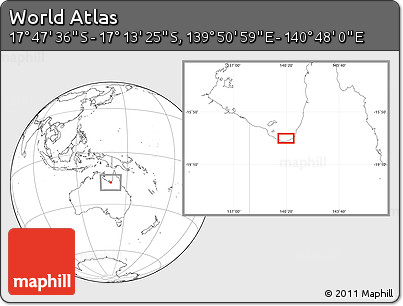 Blank Location Map of the Area around 17° 30' 31" S, 140° 19' 29" E