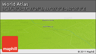 Physical Panoramic Map of the Area around 17° 30' 31" S, 142° 1' 30" E