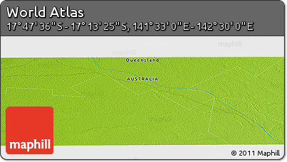 Physical Panoramic Map of the Area around 17° 30' 31" S, 142° 1' 30" E
