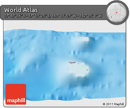 Physical 3D Map of the Area around 17° 30' 31" S, 142° 43' 29" W
