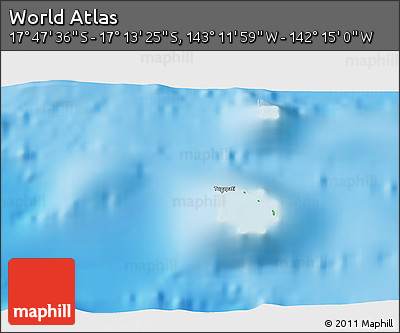 Physical 3D Map of the Area around 17° 30' 31" S, 142° 43' 29" W
