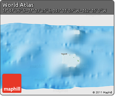 Physical 3D Map of the Area around 17° 30' 31" S, 142° 43' 29" W
