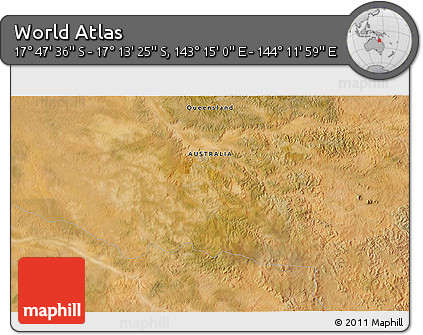 Satellite 3D Map of the Area around 17° 30' 31" S, 143° 43' 29" E