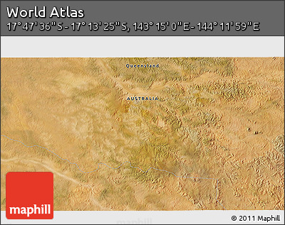 Satellite 3D Map of the Area around 17° 30' 31" S, 143° 43' 29" E