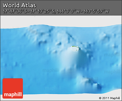 Physical 3D Map of the Area around 17° 30' 31" S, 143° 34' 29" W