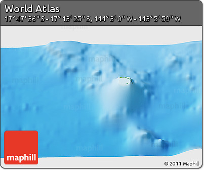 Physical 3D Map of the Area around 17° 30' 31" S, 143° 34' 29" W