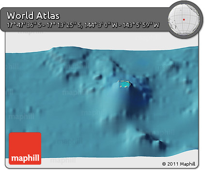 Satellite 3D Map of the Area around 17° 30' 31" S, 143° 34' 29" W