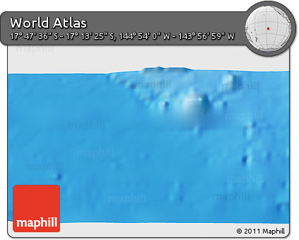 Physical 3D Map of the Area around 17° 30' 31" S, 144° 25' 30" W