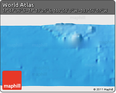 Physical 3D Map of the Area around 17° 30' 31" S, 144° 25' 30" W