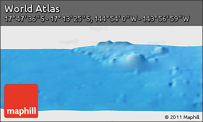 Physical Panoramic Map of the Area around 17° 30' 31" S, 144° 25' 30" W