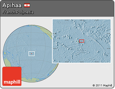 Savanna Style Location Map of Apihaa, hill shading