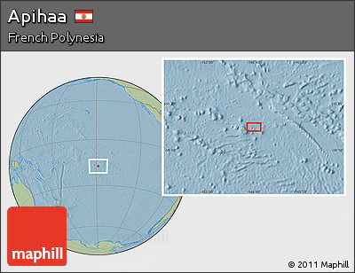 Savanna Style Location Map of Apihaa, hill shading