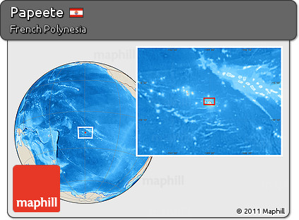Shaded Relief Location Map of Papeete