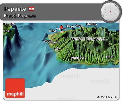 Satellite Panoramic Map of Papeete
