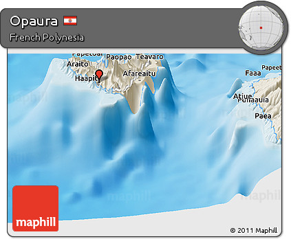 Shaded Relief Panoramic Map of Opaura