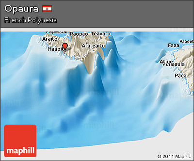Shaded Relief Panoramic Map of Opaura