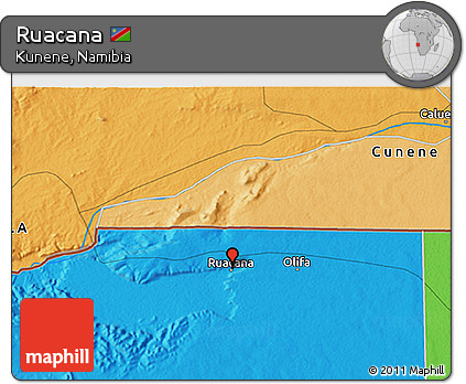 Political 3D Map of Ruacana