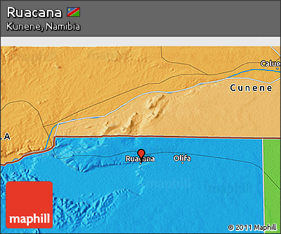 Political 3D Map of Ruacana