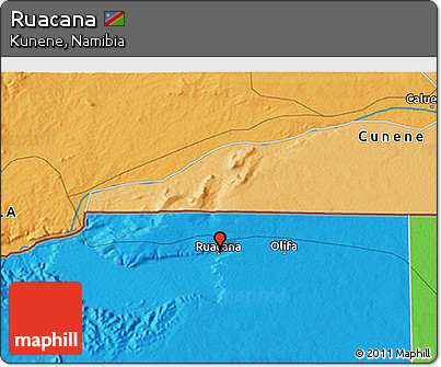 Political 3D Map of Ruacana