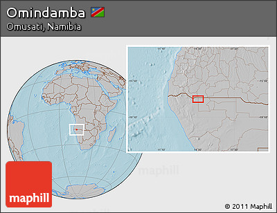 Gray Location Map of Omindamba, hill shading