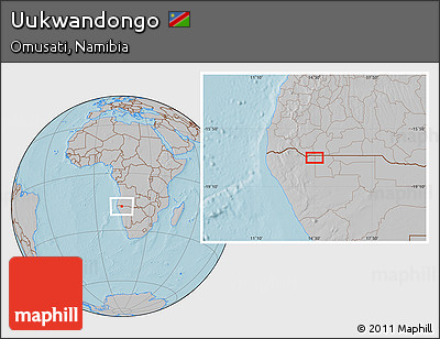 Gray Location Map of Uukwandongo, hill shading