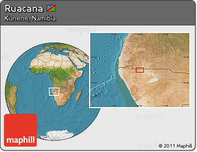 Satellite Location Map of Ruacana