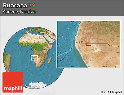Satellite Location Map of Ruacana