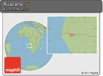 Savanna Style Location Map of Ruacana