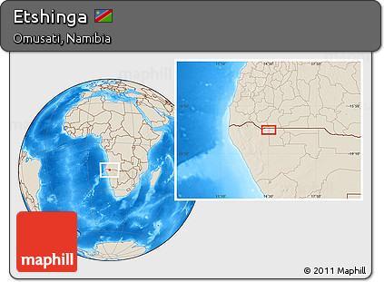 Shaded Relief Location Map of Etshinga