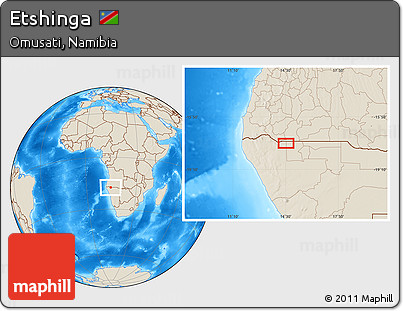 Shaded Relief Location Map of Etshinga