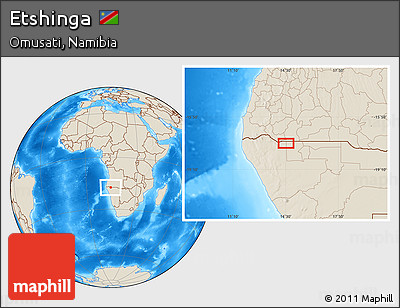 Shaded Relief Location Map of Etshinga