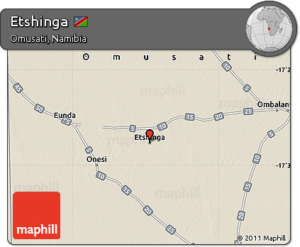 Shaded Relief Map of Etshinga