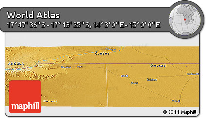 Physical Panoramic Map of the Area around 17° 30' 31" S, 14° 31' 30" E