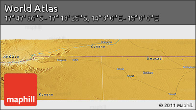 Physical Panoramic Map of the Area around 17° 30' 31" S, 14° 31' 30" E