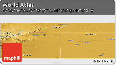 Physical Panoramic Map of the Area around 17° 30' 31" S, 14° 31' 30" E