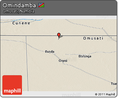 Shaded Relief Panoramic Map of Omindamba