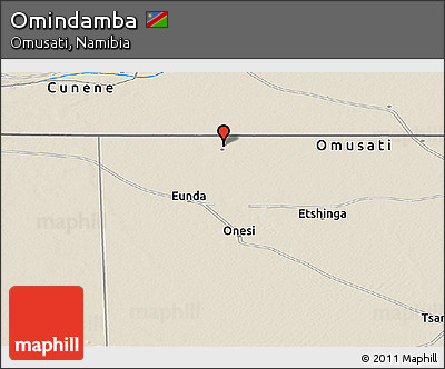 Shaded Relief Panoramic Map of Omindamba