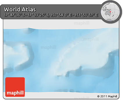 Physical 3D Map of the Area around 17° 30' 31" S, 151° 22' 30" E