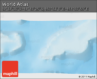 Physical 3D Map of the Area around 17° 30' 31" S, 151° 22' 30" E