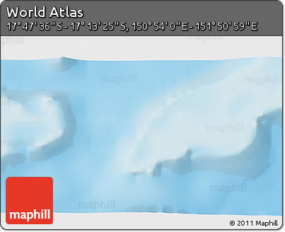 Physical 3D Map of the Area around 17° 30' 31" S, 151° 22' 30" E