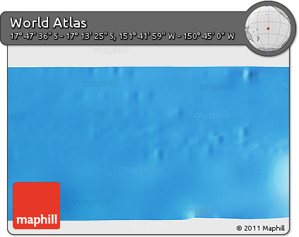 Shaded Relief 3D Map of the Area around 17° 30' 31" S, 151° 13' 29" W
