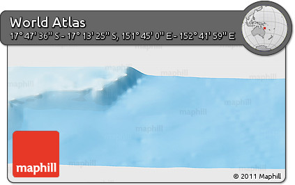 Physical Panoramic Map of the Area around 17° 30' 31" S, 152° 13' 29" E